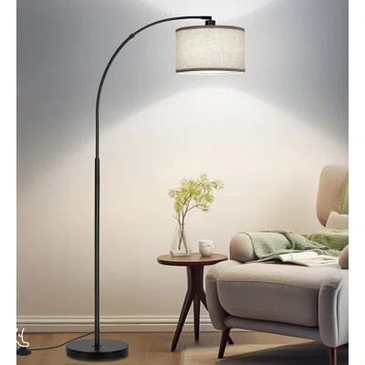 Modern Standing Lamp with Adjustable Drum Lampshade Tall Pole Lamp | Wayfair North America