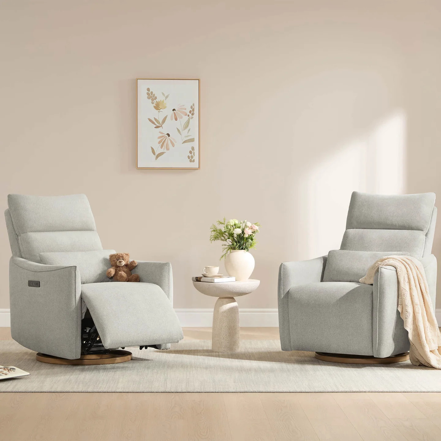 Janice Power Swivel Nursery Glider Recliner | Power Headrest | Chita