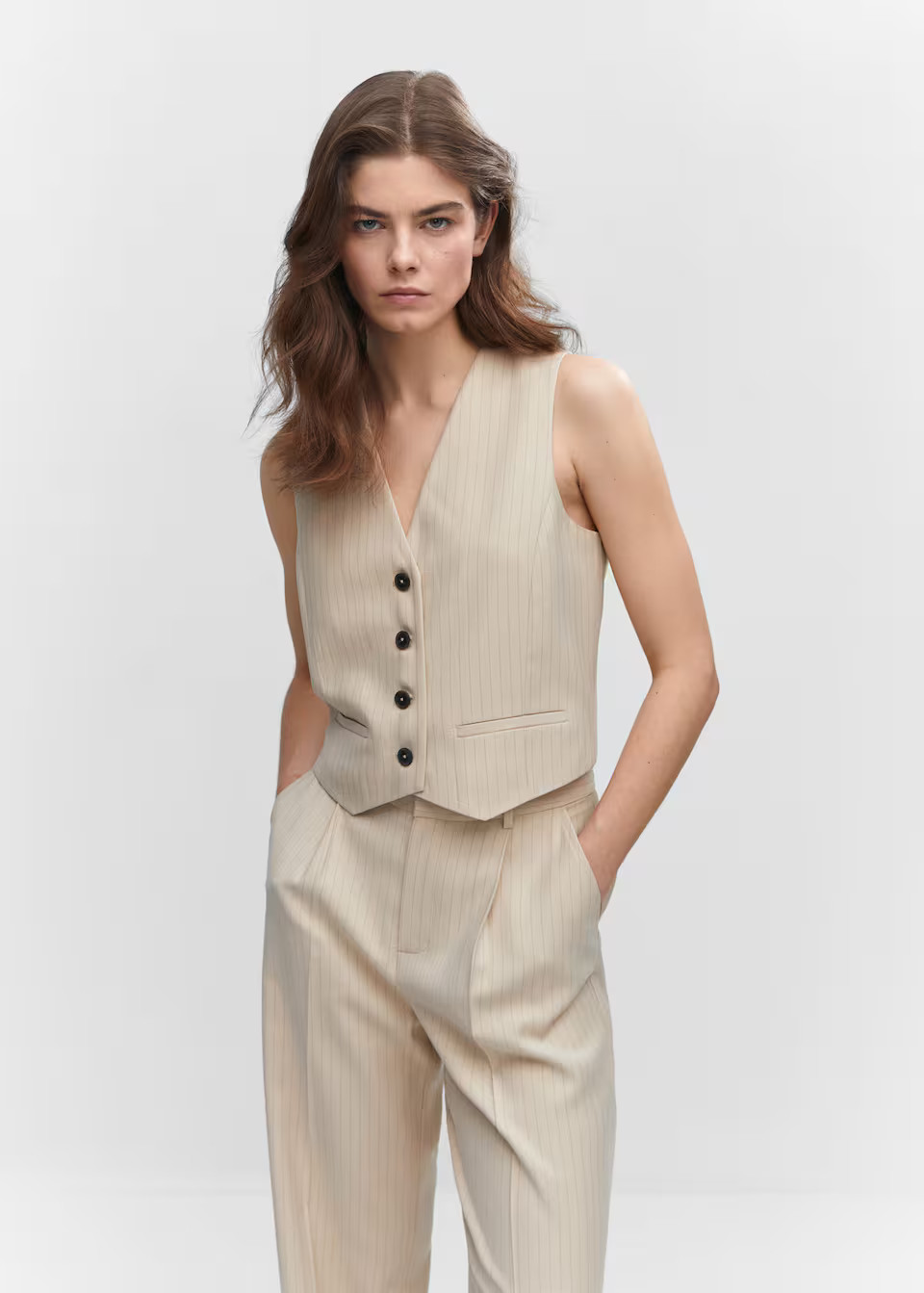 Pinstriped vest -  Women | Mango USA | MANGO (US)