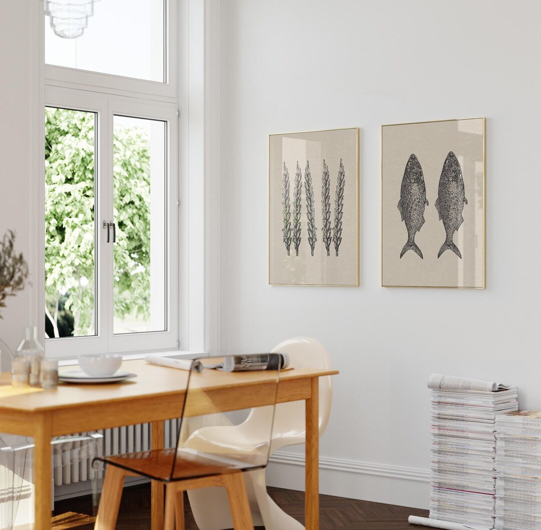 Jesus Feeds the 5000 Prints, Minimalist Jesus Posters, Set of 2 Prints, Bread and Fish Art Prints... | Etsy (US)