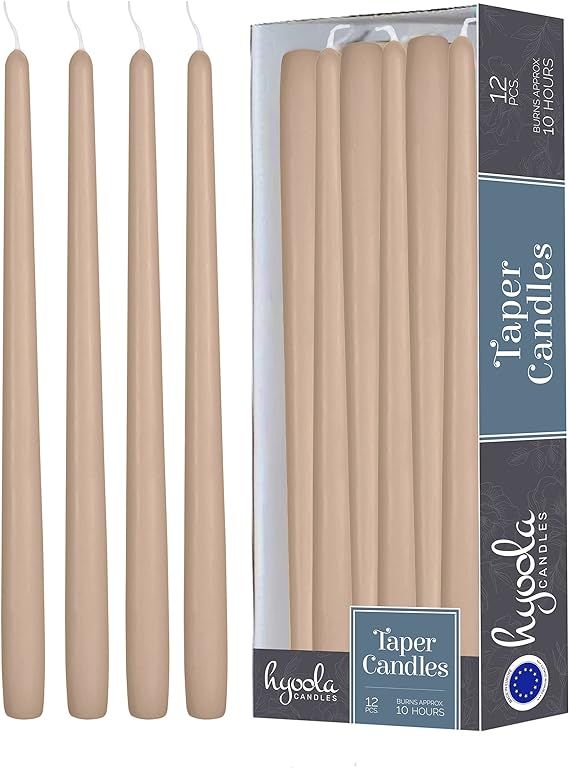 12 Pack Tall Taper Candles - 12 Inch Sahara Beige Dripless, Unscented Dinner Candle - Paraffin Wa... | Amazon (US)
