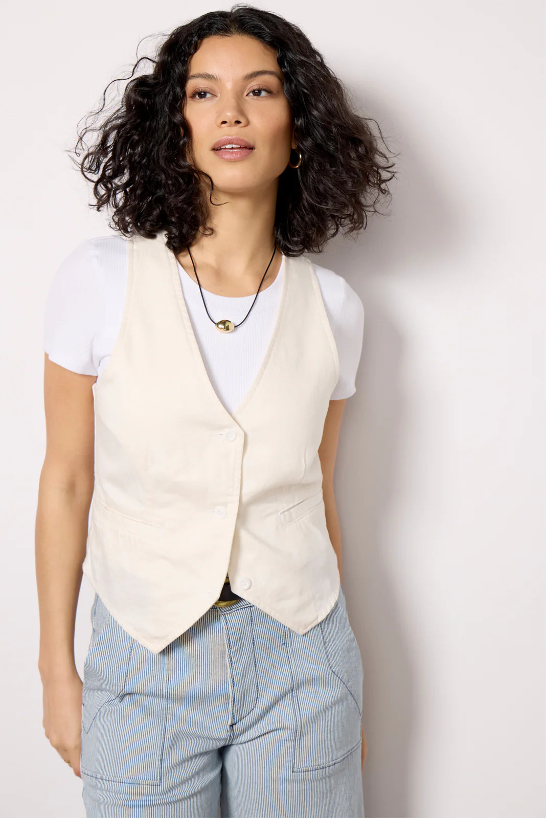 CLOTH AND STONE Women's Seamed Vest, Size XS, White | Evereve