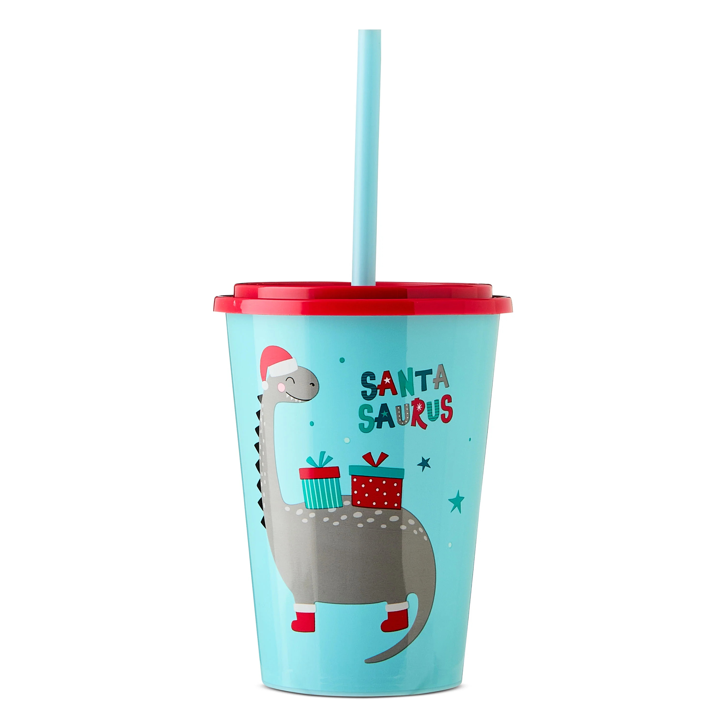 Plastic Dinosaur Christmas Cup with Straw and Lid, Red and Blue, 13 fl oz, by Holiday Time - Walm... | Walmart (US)