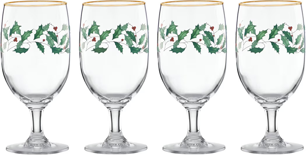Lenox 849606 Holiday 4-Piece Iced Beverage Glass Set, Christmas Dinnerware, Hosting | Amazon (US)