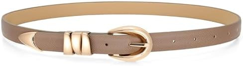 WHIPPY Women Skinny Leather Belt for Jeans Pants Dresses Ladies Fashion Waist Belt with Shiny Gol... | Amazon (US)