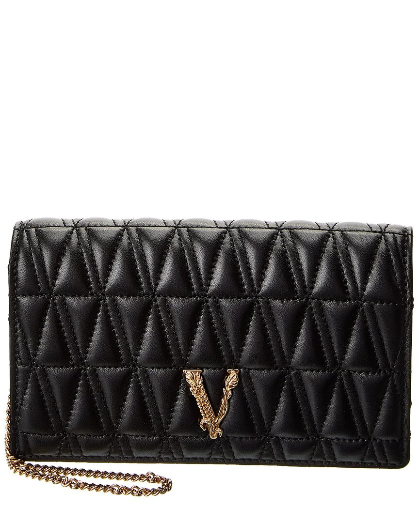 Versace Virtus Quilted Leather Shoulder Bag, Black | Shop Simon