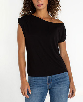 Women's Short-Sleeve Asymmetrical Off-The-Shoulder Top | Macy's