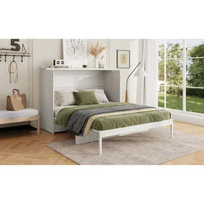 Queen Size Murphy Bed With Large Storage Drawers And & Charging Station | Wayfair North America