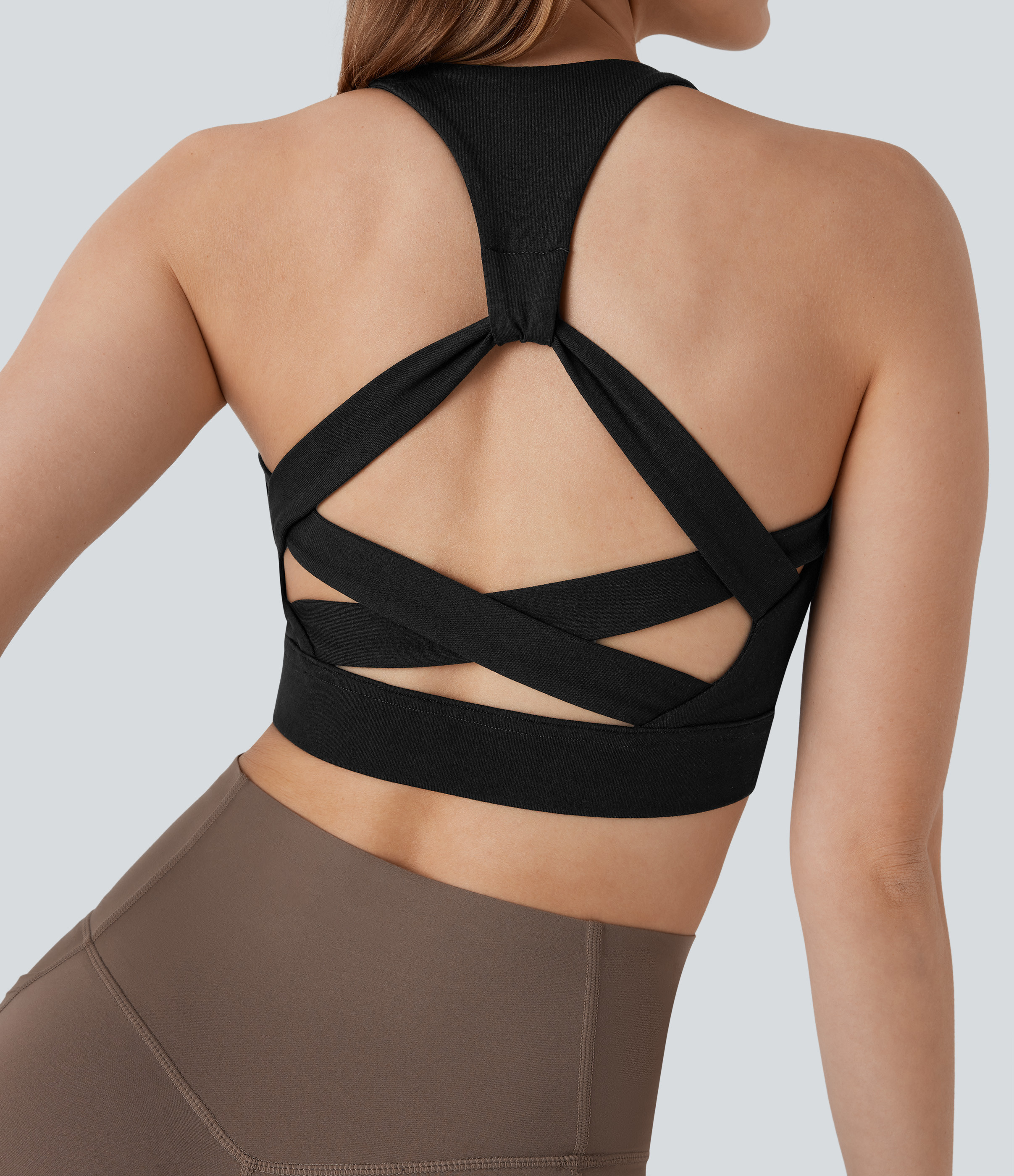 Halara Low Support Racerback Yoga Sports Bra D-F Cups  - Black - XS push up bra strapless bra backless bra sticky bra wireless bra | HALARA