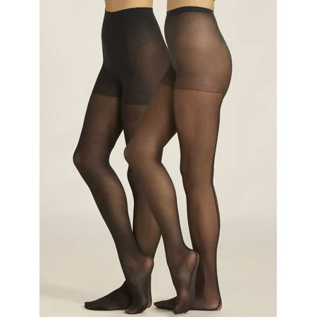 Joyspun Women's Dot Back Seam and Opaque Tights, 2-pack, Sizes S to 3XL | Walmart (US)