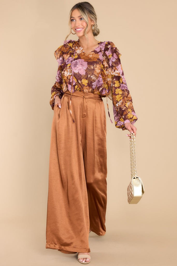 Undeniably Special Brown Multi Floral Print Top | Red Dress 