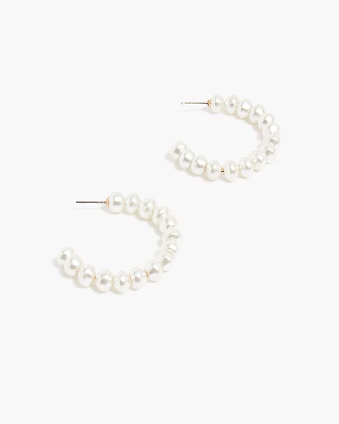 Pearl hoop earrings | J.Crew Factory