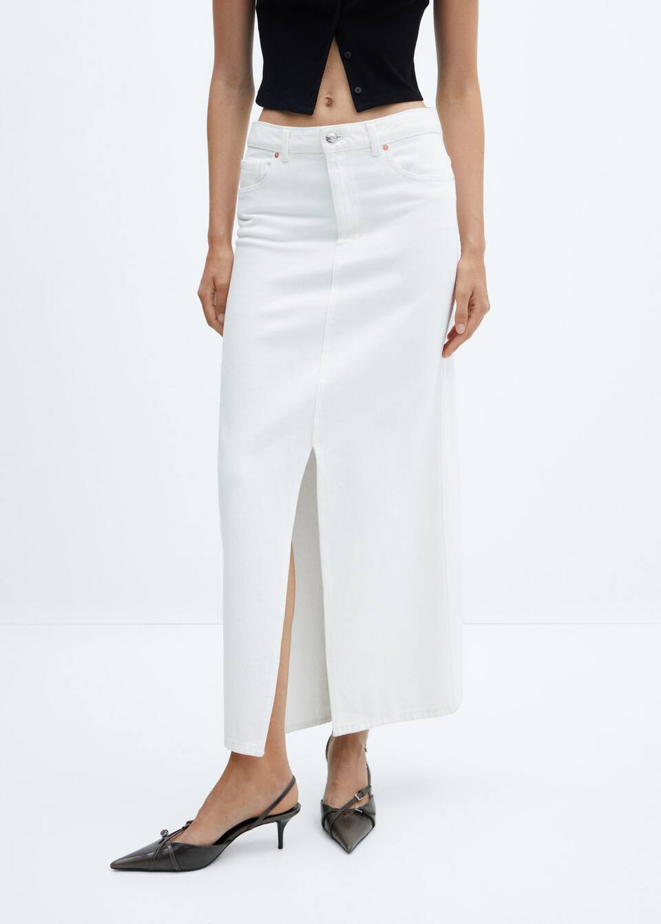 Slit denim skirt | MANGO (UK)