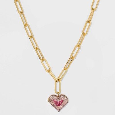 SUGARFIX by BaubleBar Heart Locket Link Chain Necklace - Pink | Target