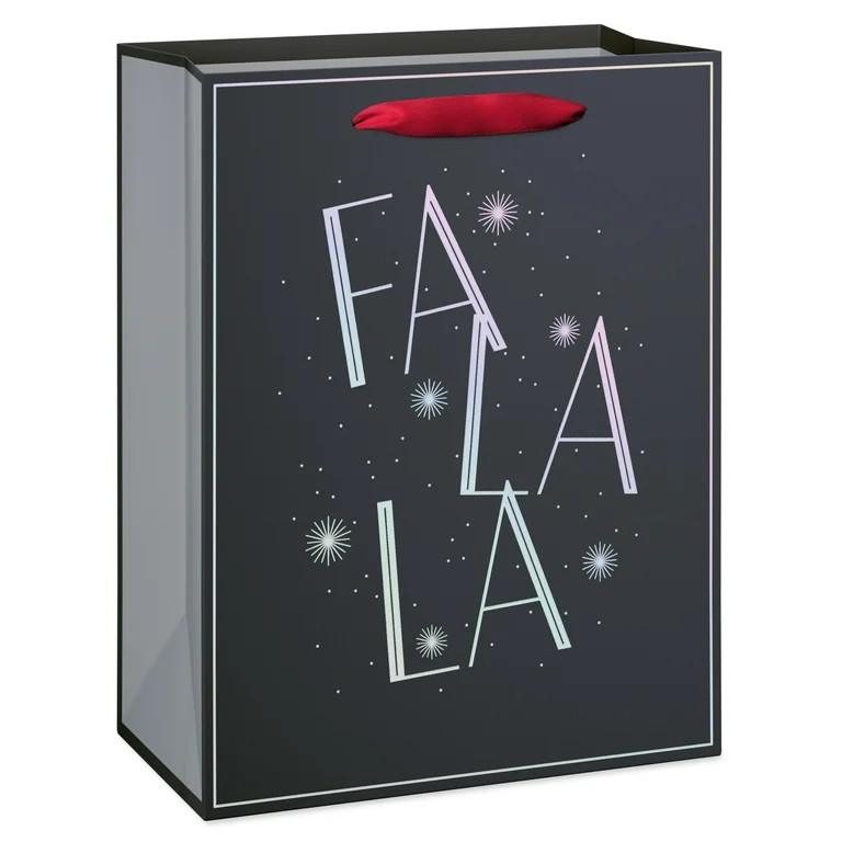 American Greetings 9 in. Medium Christmas Gray Gift Bag, Fa La La (1-Count) | Walmart (US)