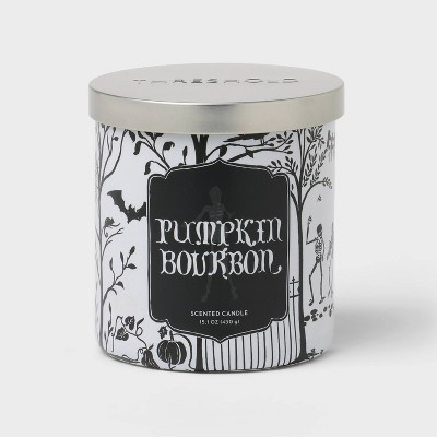 2 Wick Limited Edition Glass Halloween Pumpkin Bourbon Jar Candle with Lid 15.1oz - Threshold™ | Target