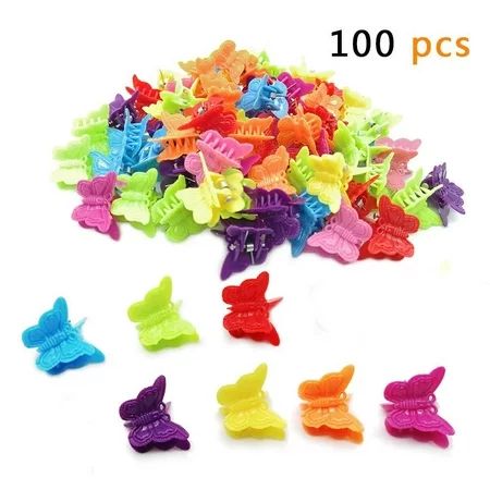Butterfly Hair Clips, 100 Packs Assorted Color Beautiful Mini Butterfly Hair Clips Hair Accessories  | Walmart (US)