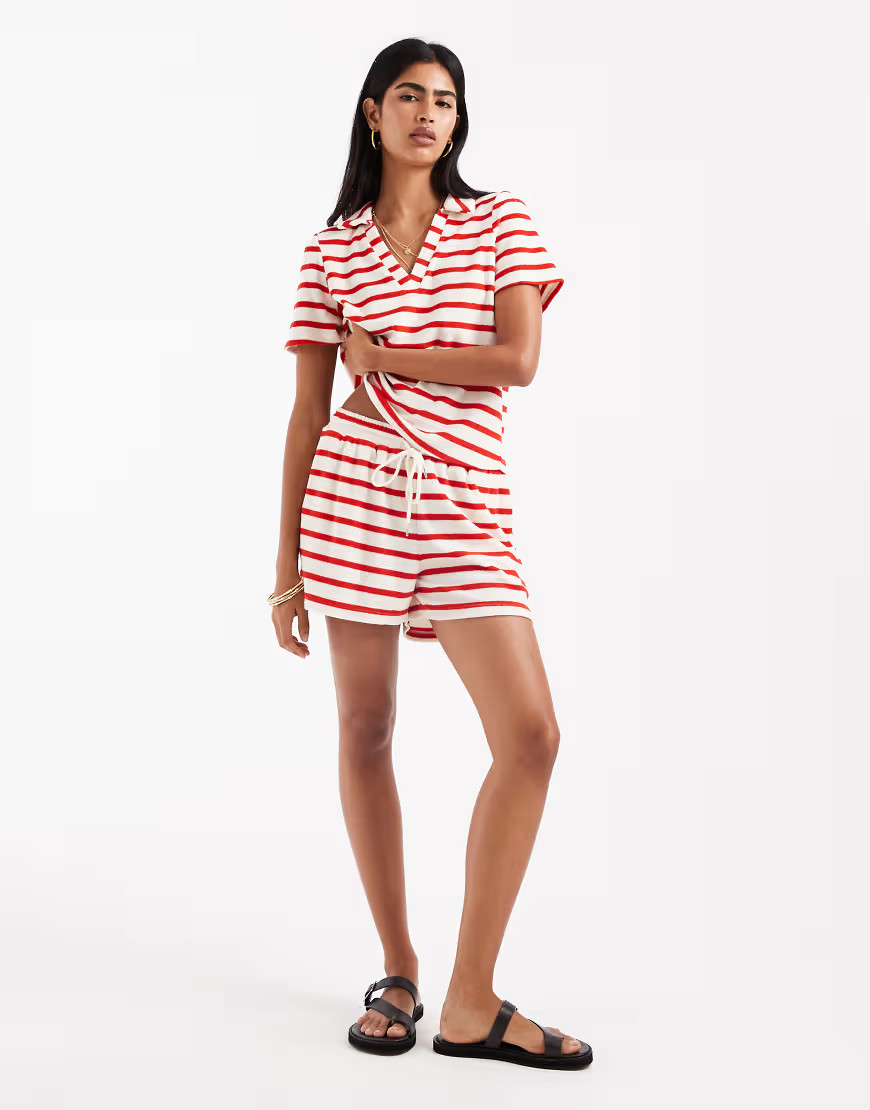 Vero Moda terrycloth shorts in red stripe - part of a set | ASOS (Global)