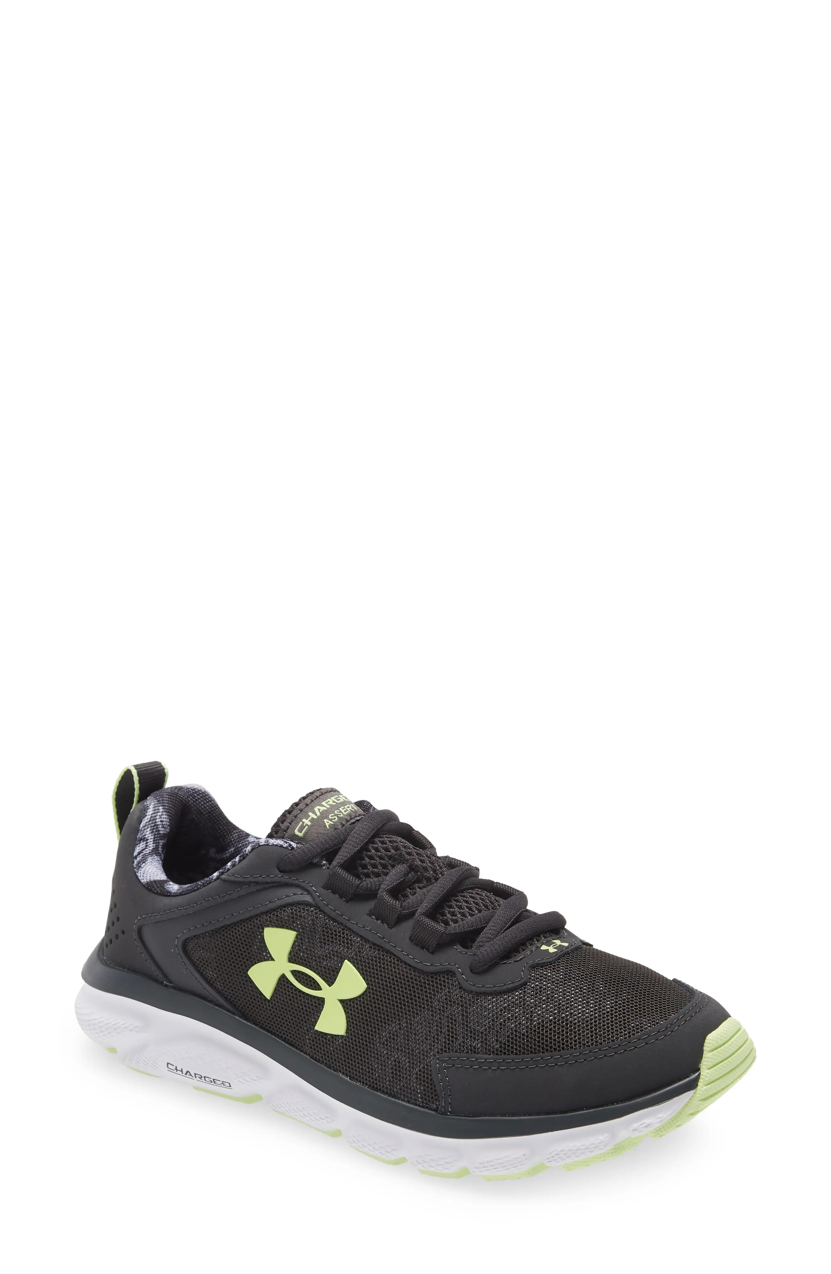 Under Armour Charged Assert 9 Venom Running Shoe in Jet Gray101 at Nordstrom | Nordstrom