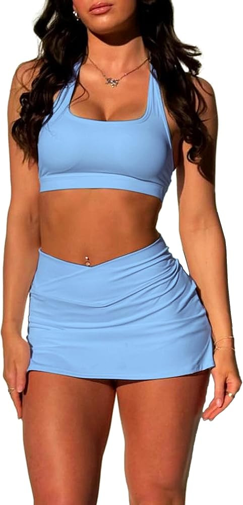 OZICERD Two Piece Tennis Skirt Sets for Women 2 Piece Mini Skirt Set Going Out Golf Skort Athleti... | Amazon (US)