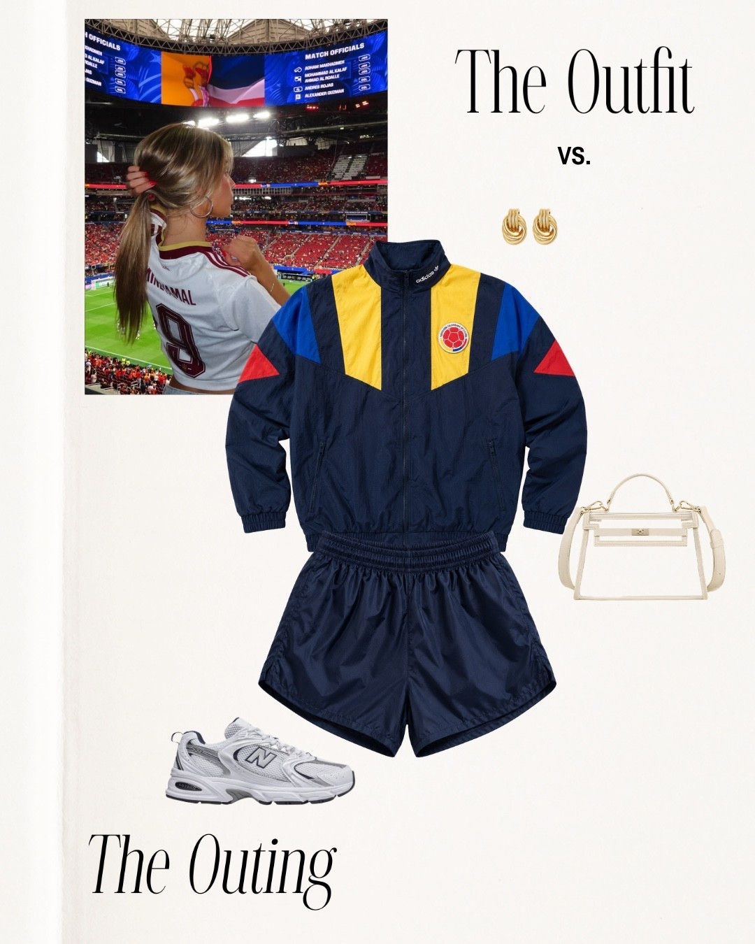 Colombia fifa gameday fit!! 🇨🇴 

Revolve finds, adidas, Shopbop, new balance, clear purse, clutch, summer outfit inspo, athleisure, track suit, World Cup, soccer match