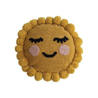 Storied Home Yellow, Black & Pink Polyester 12 in. x 12 in. Punch Hook Sun Shaped Throw Pillow wi... | The Home Depot