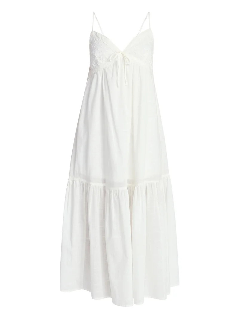 No Boundaries Eyelet Tiered Maxi Dress, Women's Sizes XXS-XXL | Walmart (US)