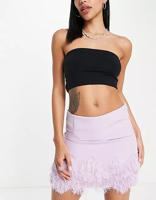 Rebellious Fashion mini skirt with fringe hem in purple | ASOS (Global)
