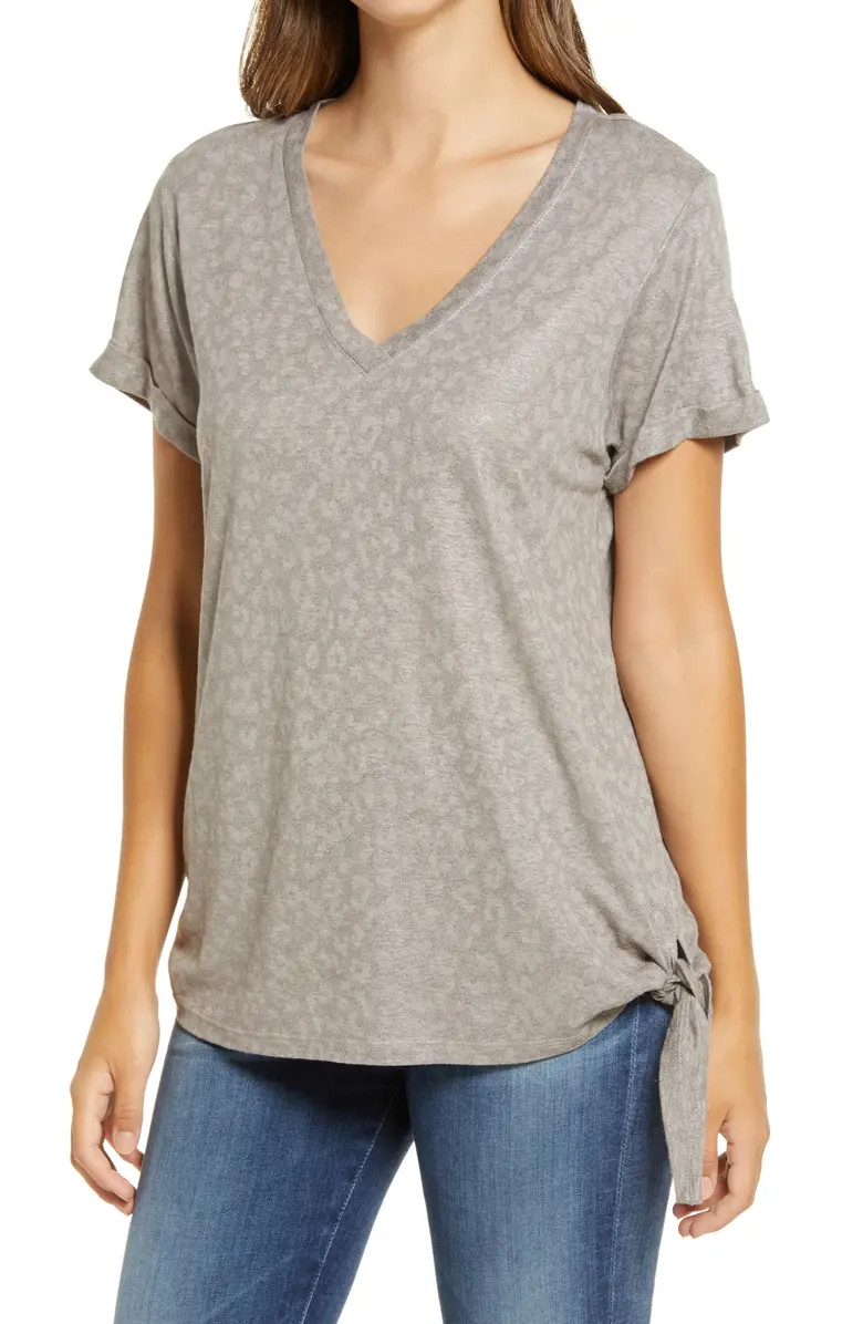 Leopard Print Tie Hem T-Shirt | Nordstrom