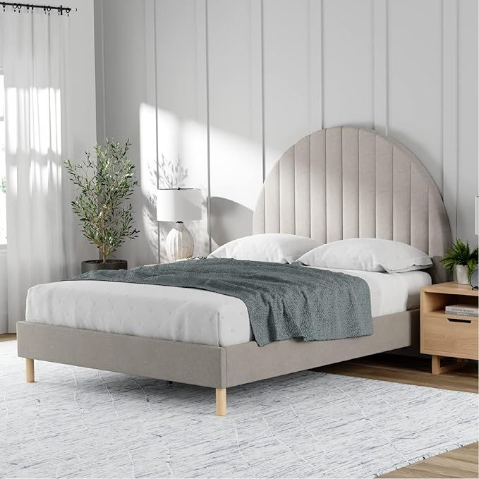 Arched Headboard and Bed Frame - King and Queen Bed Sizes - Upholstered Platform for Modern and M... | Amazon (US)