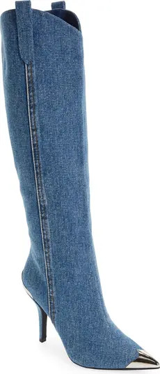 By Golly Knee High Denim Western Boot (Women) | Nordstrom