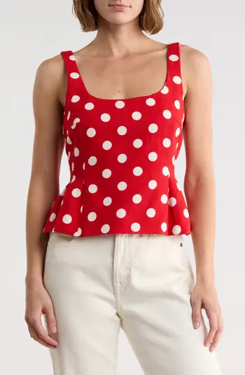 CeCe Polka Dot Print Peplum Top | Nordstromrack | Nordstrom Rack