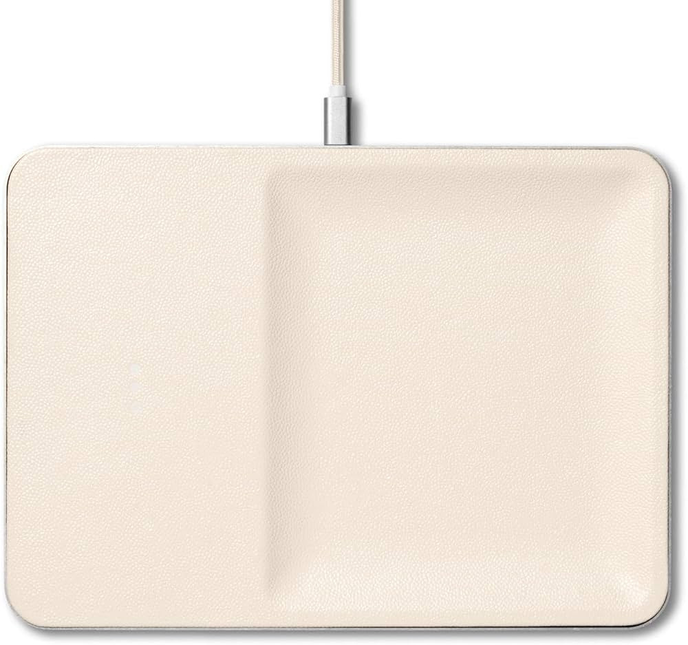 Courant Catch:3 Classics - Italian Leather Wireless Charging Station and Valet Tray (Bone) - Qi Certified - Compatible with iPhone 15, 14, 13, 12, 11, X, Galaxy S21, S20, Note, AirPods, AirPods Pro | Amazon (US)