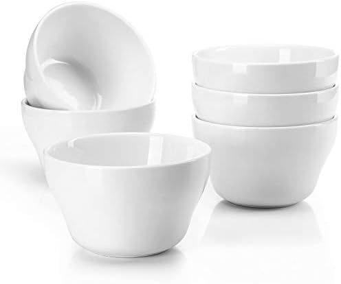 Sweese 107.001 Porcelain Bouillon Cups - 8 Ounce Dessert Bowls - Set of 6, White | Amazon (US)