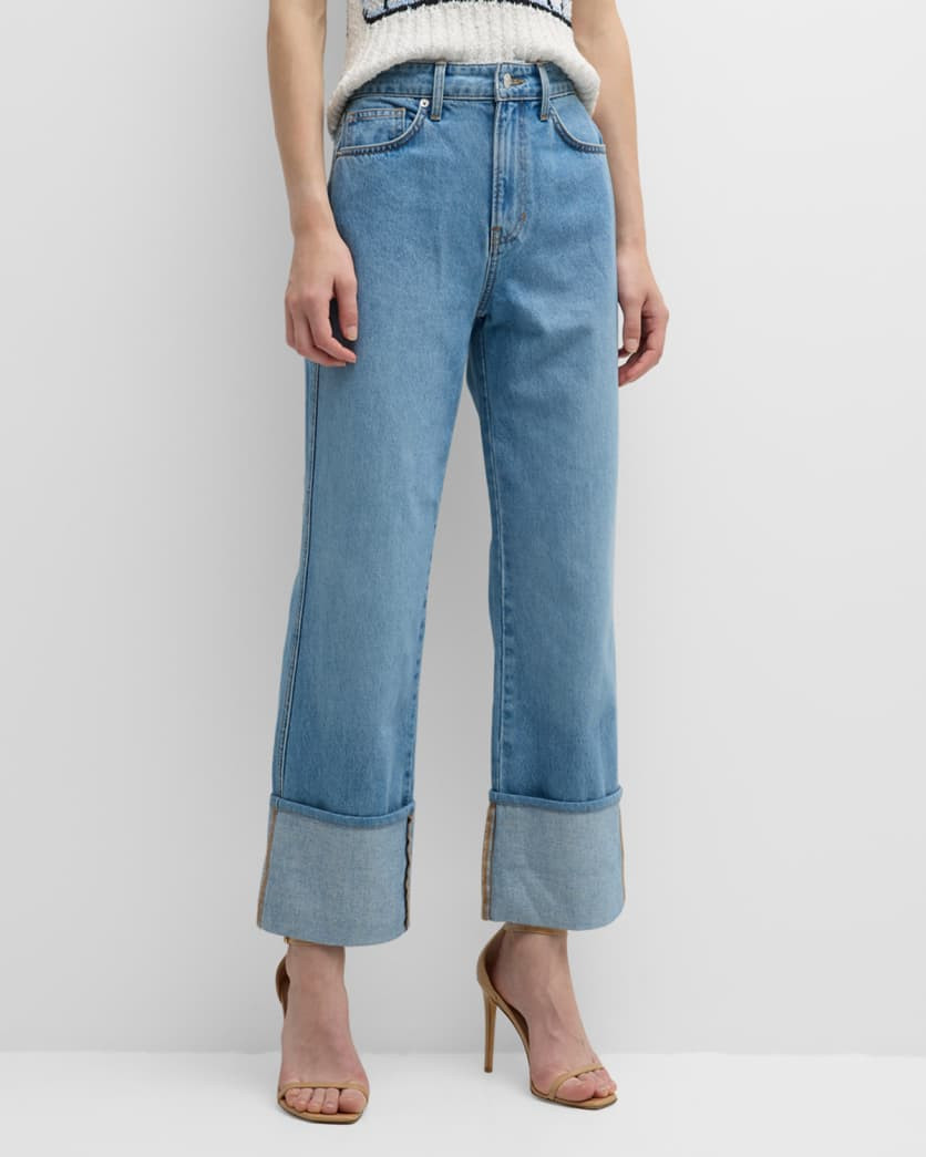 Dylan High Rise Straight Cuffed Jeans | Neiman Marcus