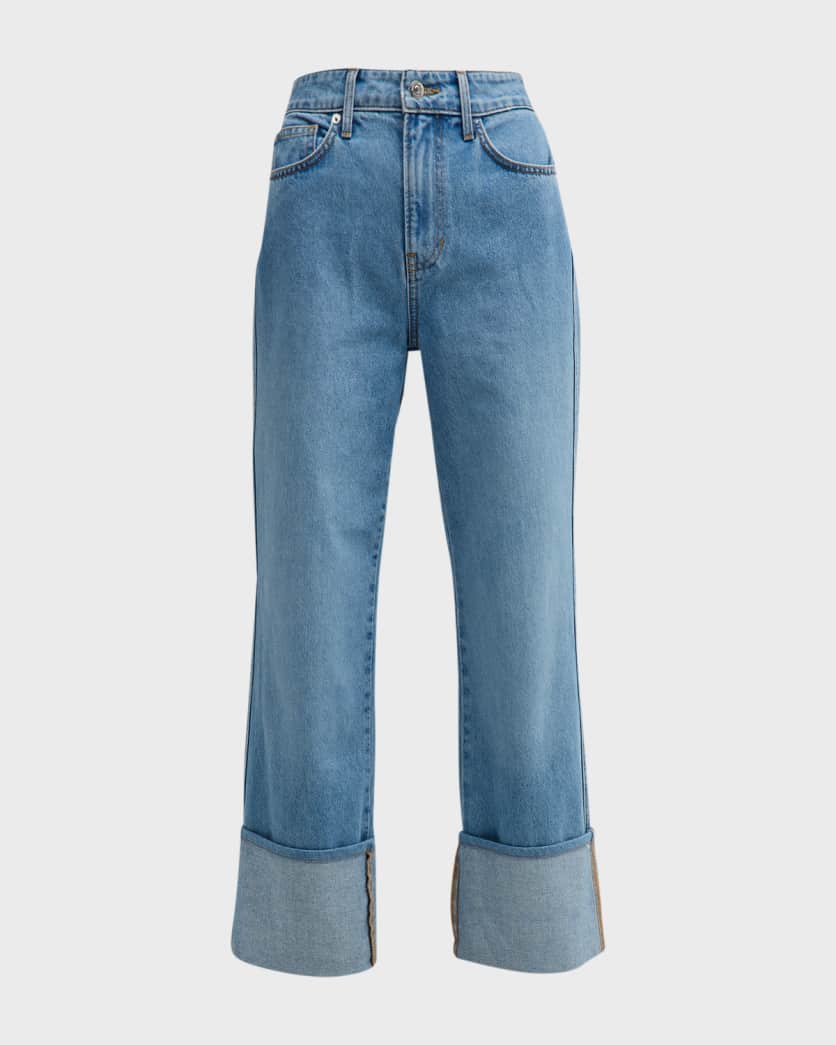 Dylan High Rise Straight Cuffed Jeans | Neiman Marcus