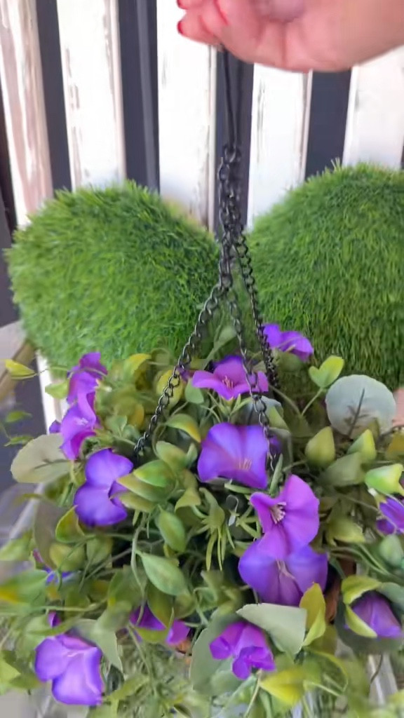 finally found hanging flowers that survive florida heat, rain, and my forgetfulness ♡ they look freshly watered every day but require zero maintenance — just hang and you’re done. perfect for porches, entryways, or anywhere that needed a pop of color without the upkeep

#ltkhome #frontporchdecor #lowmaintenancehome #outdoorliving #homedetails 
