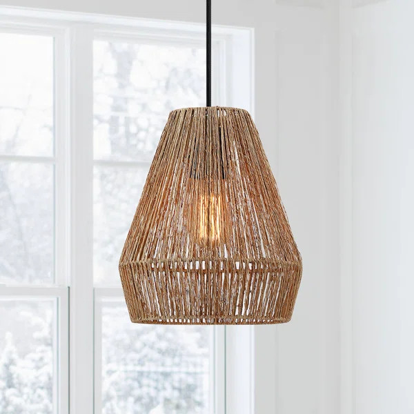 Yingst Bohemian Natural Jute Rope Island Mini Pendant Light With Black Hardware | Wayfair Professional