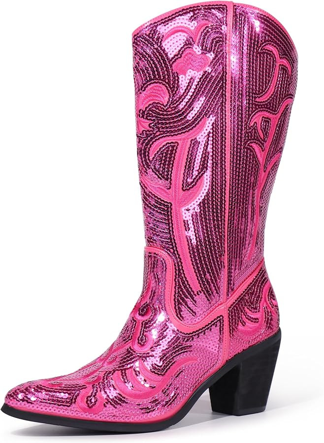 Hawkwell Damen-Western-Cowboystiefel mit Pailletten, wadenlang, hochmodisch, zum \u00dcberziehen,... | Amazon (DE)