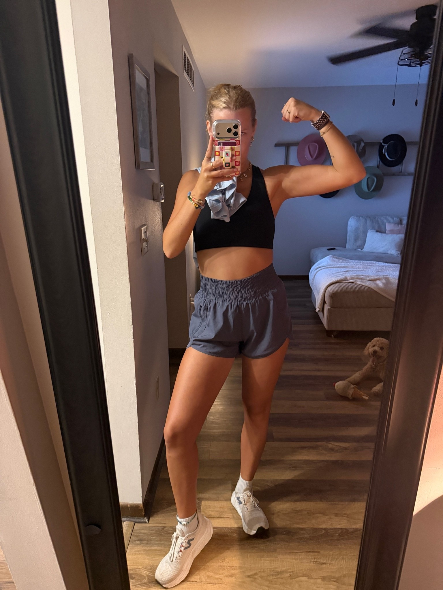 Last night’s light cardio & arm day workout fittttt — 06.30.26 🏋🏼‍♀️💪🏻

Medium in grey Amazon running shorts (the most SPOT ON Lululemon dupe, TTS)
Medium in Old Navy sports bra
9 in white New Balance running shoes from @DSW 
🧦 socks are from Old Navy

workout outfits, running outfits, Amazon finds, Amazon fashion, Amazon shorts, Amazon athletic shorts, Lululemon dupes, running shorts, Old Navy finds, Old Navy activewear, Old Navy sports bras, athletic outfits, New Balance running shoes, white running shoes, outfit of the day

#LTKootd #LTKfitnessgoals #LTKActive