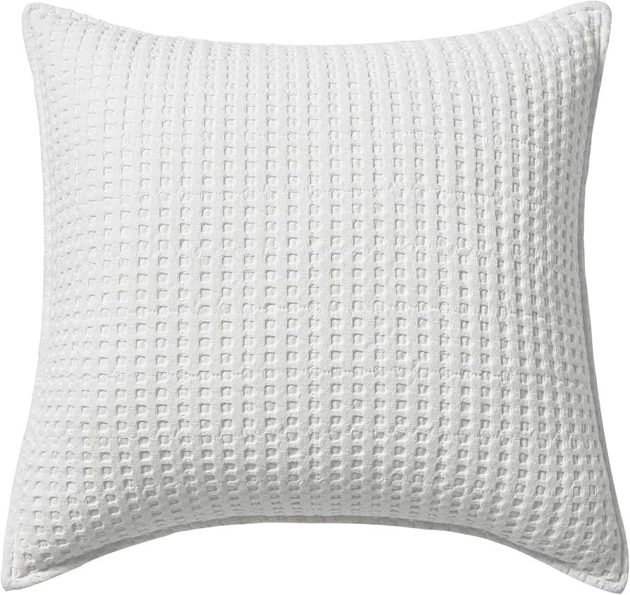 Levtex Home - Mills Waffle - Decorative Pillow - Poly Filled - Bright White - Sham Size (20 x 20i... | Amazon (US)
