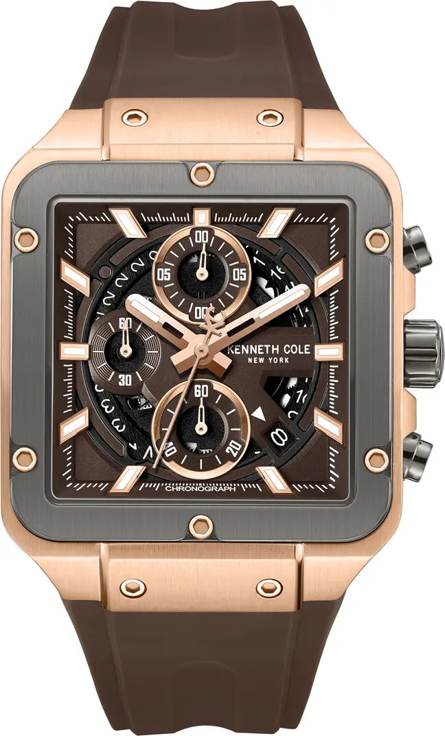 Arlington Automatic Chronograph Silicone Strap Watch, 43mm | Nordstrom