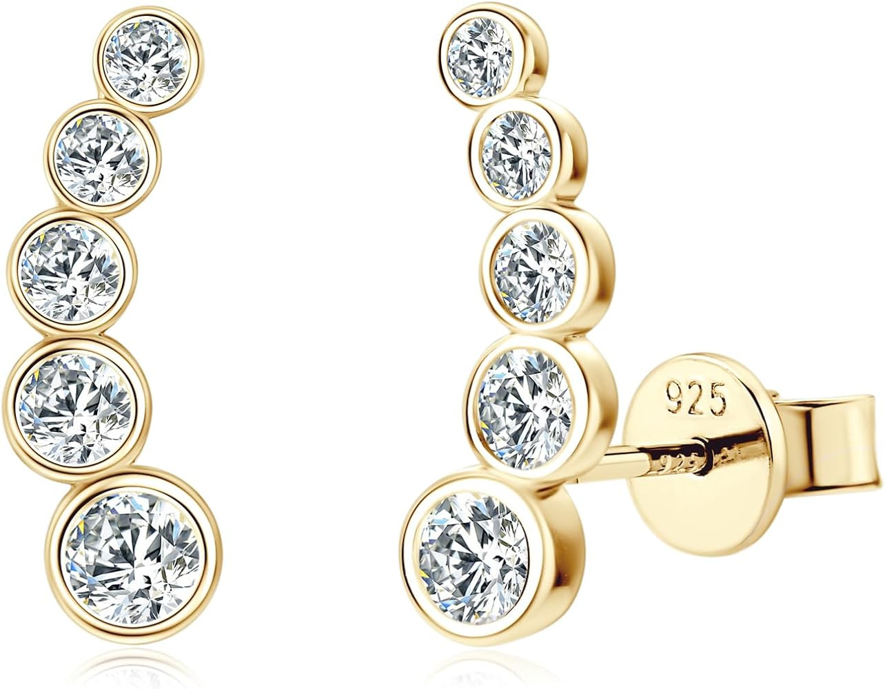 Moissanite Crawler Stud Earrings for Women 925 Sterling Silver D-E Color Moissanite Hypoallergeni... | Amazon (US)