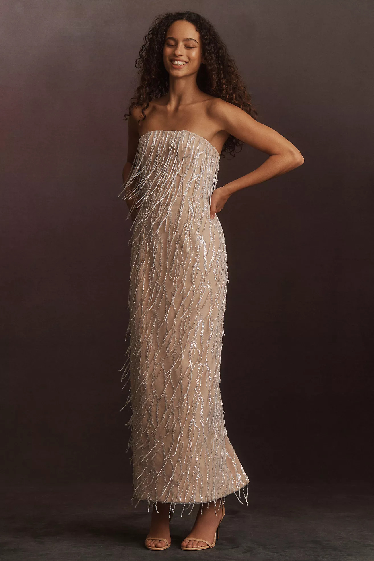 Helsi Ramona Strapless Beaded Fitted Maxi Dress | Anthropologie (US)