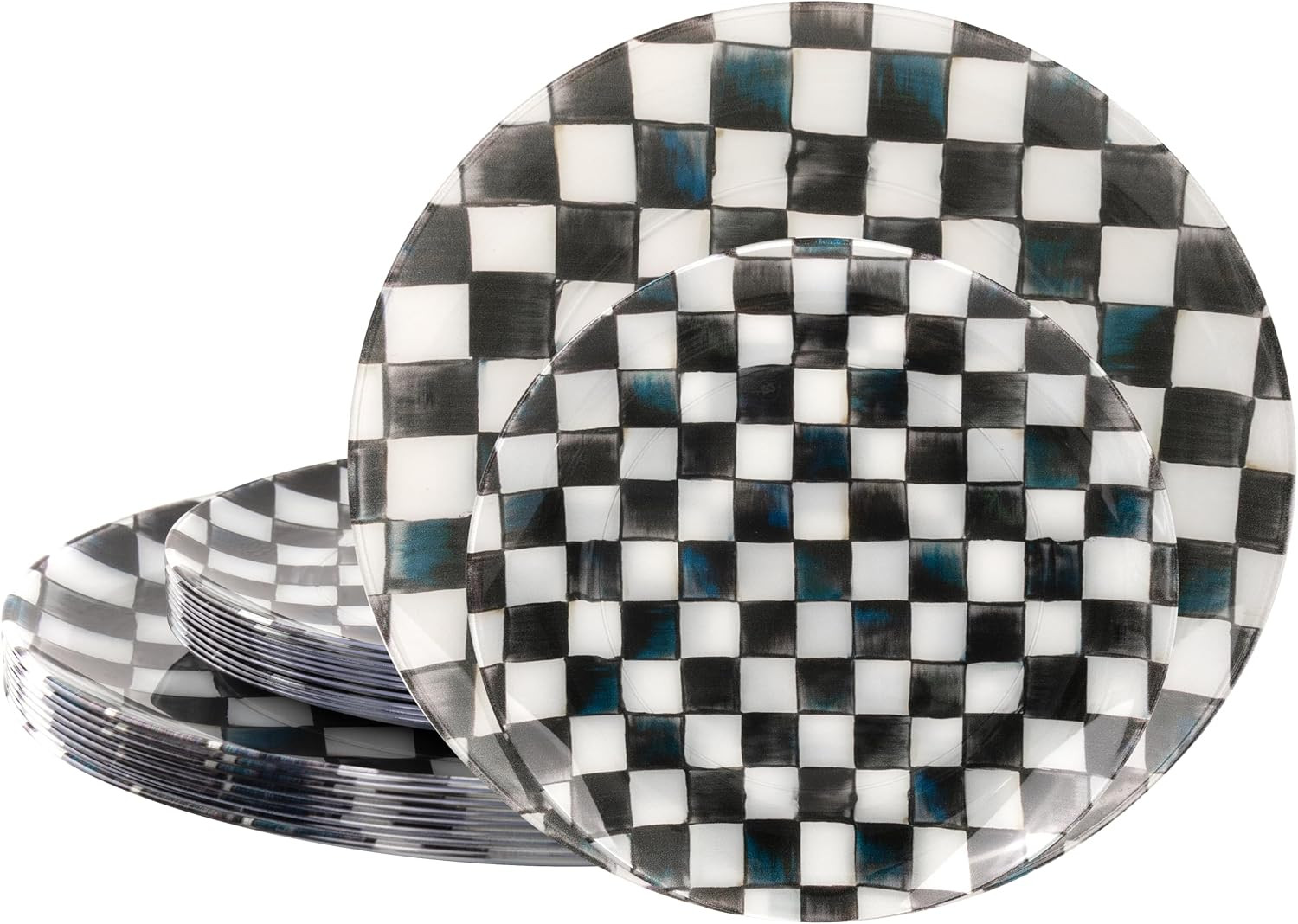U-QE 20PCS Black Plastic Plates for Party,Retro Checkered Plates Disposable | Amazon (US)