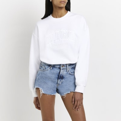 Weißes, besticktes Oversize-Sweatshirt | River Island (UK & IE)