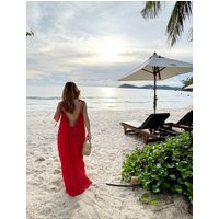 Red Dye Maxi Dress, Red Backless Oversized Dress, Tie Shoulder Open Back Dress, Summer Dress | Etsy (US)