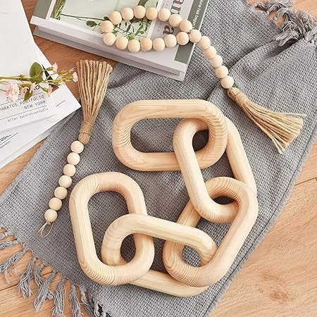 GENMOUS & CO. Wooden Chain Home Decor Farmhouse Decorative 5-Link Chain Decor Hand-Carved Wood Cr... | Amazon (US)