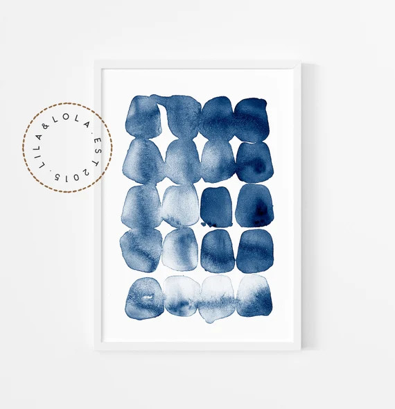 Navy Blue Abstract Print  Printable Wall Art  Watercolour | Etsy | Etsy (US)