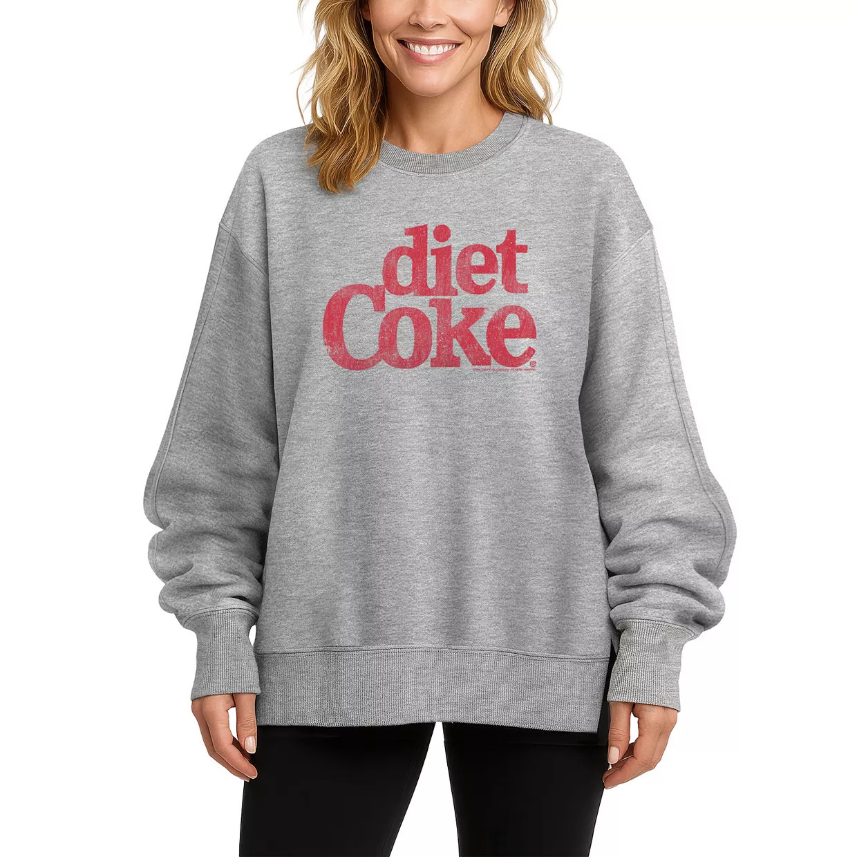 Women's Diet Coke Logo Distressed Oversized Fleece Crew Sweatshirt | Kohl's